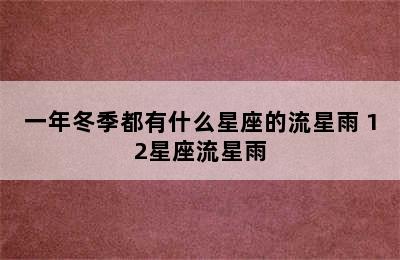 一年冬季都有什么星座的流星雨 12星座流星雨